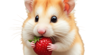 イチゴを食べているハムスター