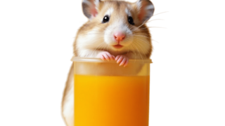 飲み物で遊ぶハムスター①