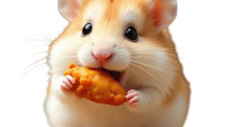 チキンを食べるハムスター