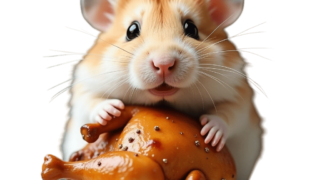 チキンを食べるハムスター①