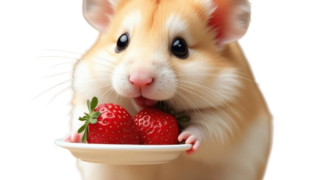 イチゴを食べるハムスター②