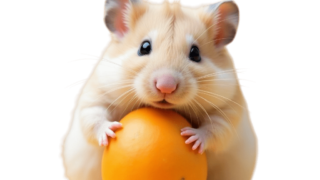 みかんを食べるハムスター①
