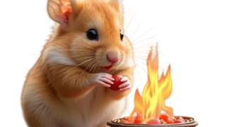 キャンプファイヤーをしているハムスター①