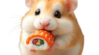 お寿司を持つハムスター⑥