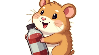 飲み物を持つハムスター