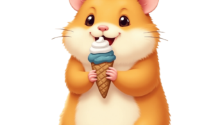 ソフトクリームを食べようとしているハムスター⑬