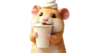 ソフトクリームを食べようとしているハムスター⑯