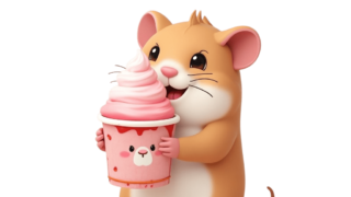 ソフトクリームを食べようとしているハムスター⑧
