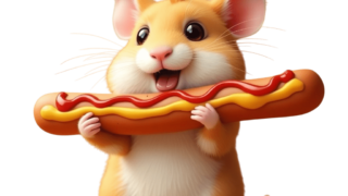 ソーセージを持つハムスター③