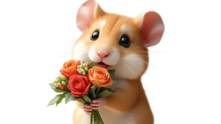 花を持つハムスター②