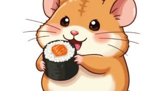 お寿司を食べようとしているハムスターのイラスト③