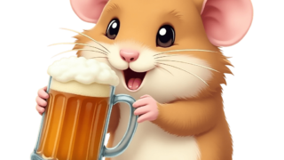 ビールを持つハムスターのイラスト①