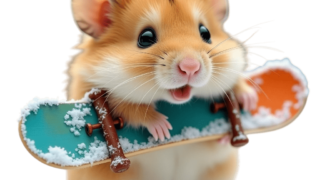 スノーボードをするハムスター②